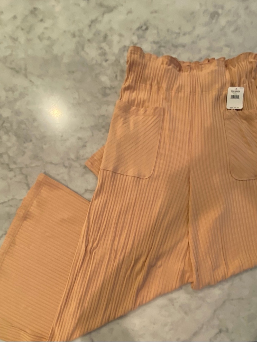 Free People Movement Serenity Ribbed Wide-Leg Pants in Peach - Picture 2 of 5